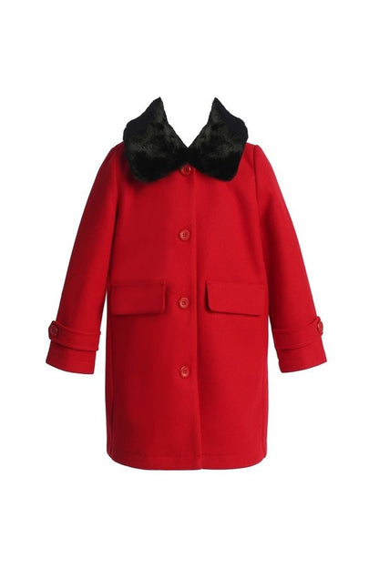 Girls Dress Jacket Removable Fur Trim Red Black Canada red mannequin