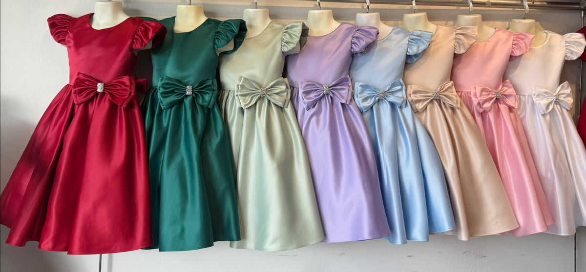 Girls Satin Formal Dress Removable Bow Multi Colour Canada all