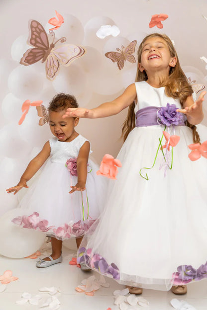 Customizable Satin Top Girls Dress With Interchangeable Trims