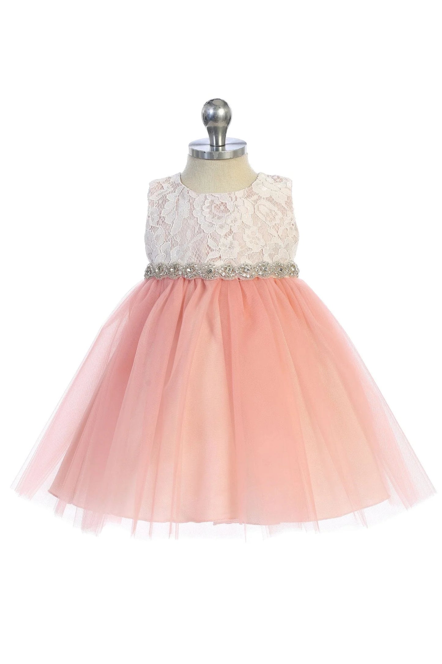 Anastasia Baby Girls Lace Top Dress - Rhinestone Trim♥