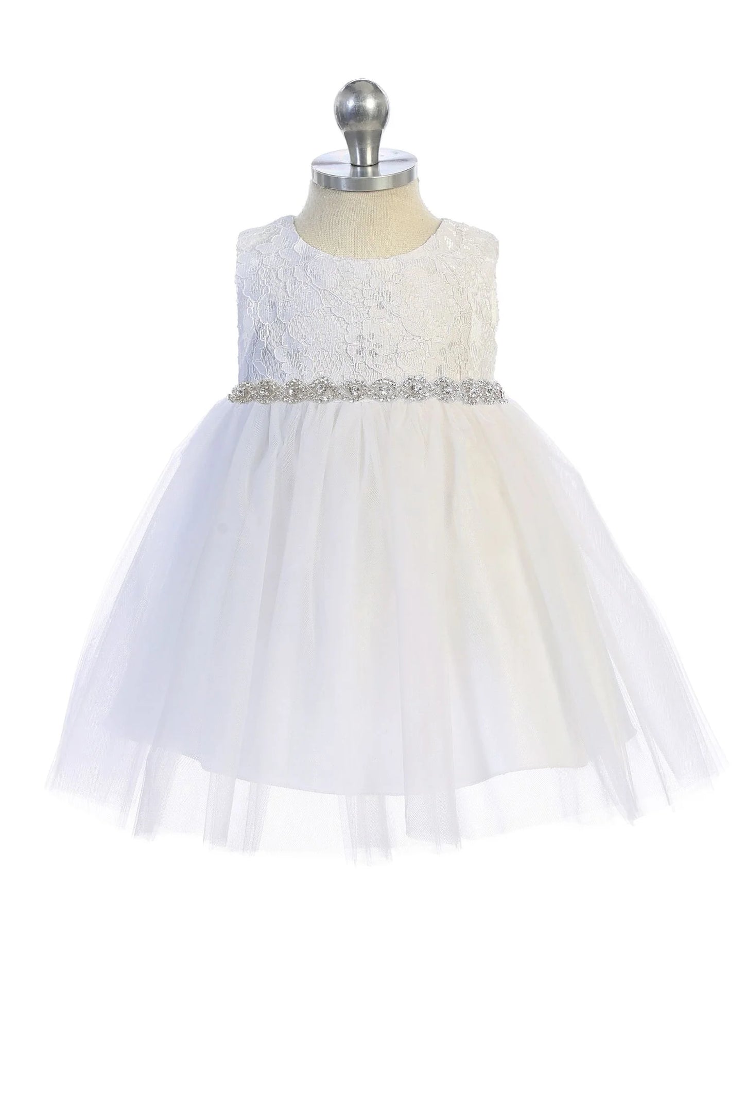Anastasia Baby Girls Lace Top Dress - Rhinestone Trim♥