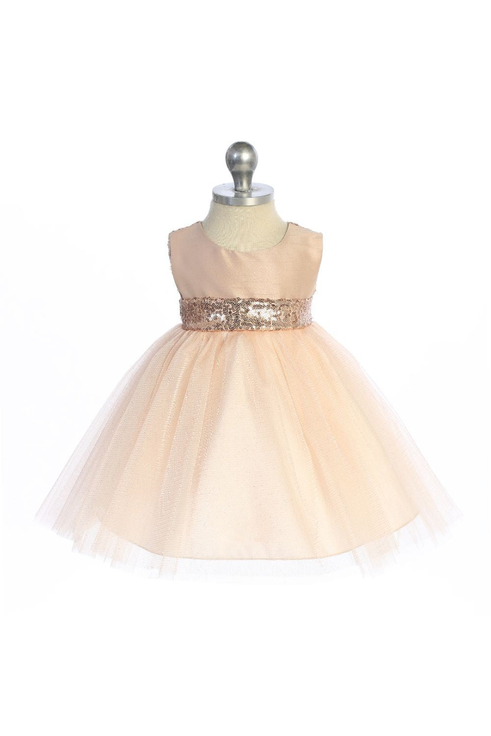 Sequined V Back & Bow Baby Dress