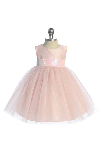 Sequined V Back & Bow Baby Dress