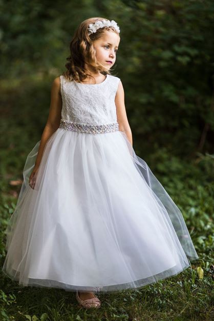 Anastasia Lace Top Girls Dress With Rhinestone Trim Canada