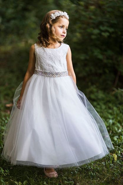 Anastasia Lace Top Girls Dress With Rhinestone Trim Canada
