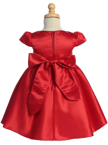 Lovely Satin Simple Girls Dress with Beads & Rhinestone Trim