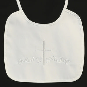 Simple White Cotton Baptism Bib Embroidered Cross Canada