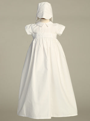 Embroidered Cross Detachable Cotton Boys Christening Gown White Canada
