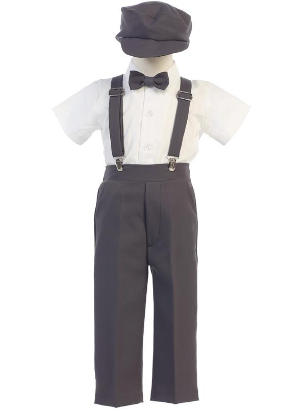 lito Boys 4-Piece Suspender Pant Set Short Sleeve charcoal Canada