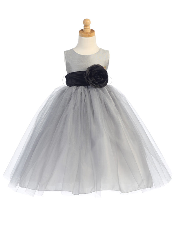 lito Full Layered Tulle Baby Girls Dress with Custom Sash silver Canada
