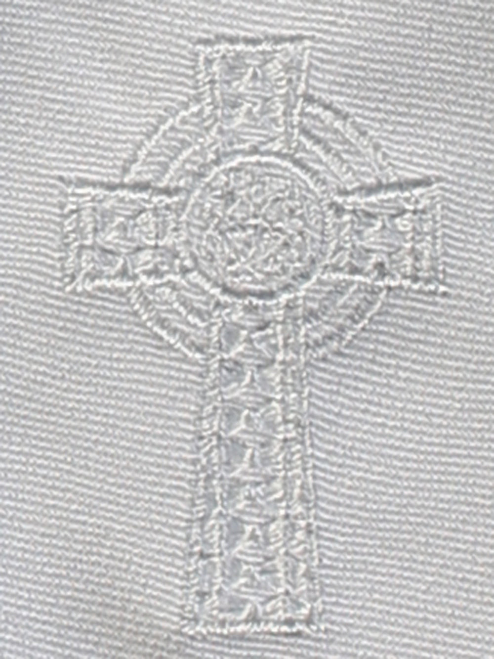 Boys White Zipper Necktie Embroidered Cross Canada