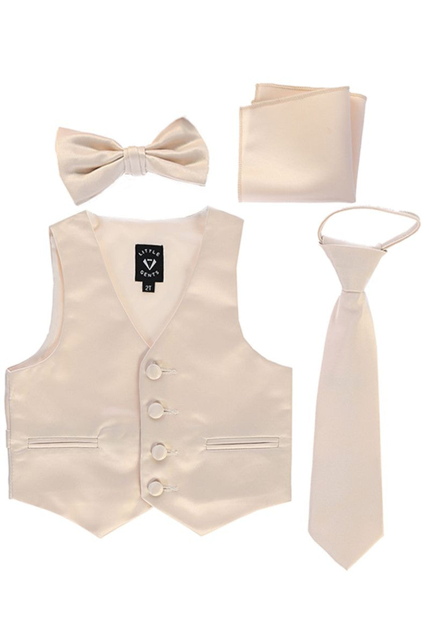 Satin Boys Vest Set - Assorted Colours boys vest, tie, bowtie, pocket square for boys suits shop Granadmas Little Darlings Mississauga On Canada