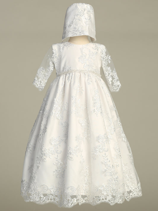 lto Exquisite Baptismal Gown Corded Embroidered Lace Long Sleeve Canada