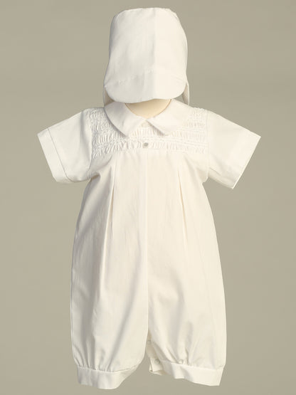 lto Loose Smocked Boys Romper Cotton White Canada