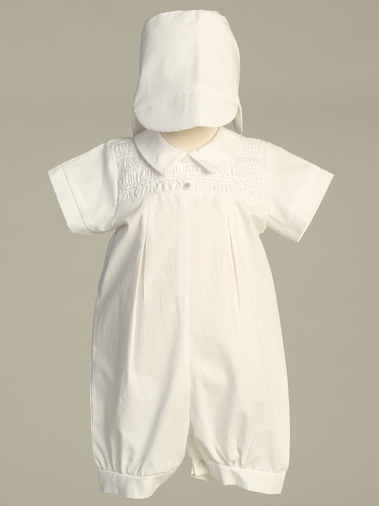 lto Loose Smocked Boys Romper Cotton White Canada
