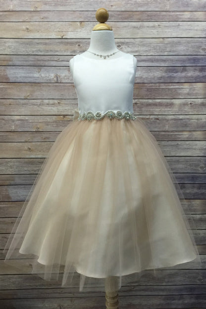 Bella Girls Dress With Rhinestone Belt