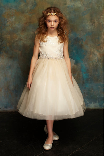 Luxurious Brocade Top Girls Dress Rhinestone Trim Canada
