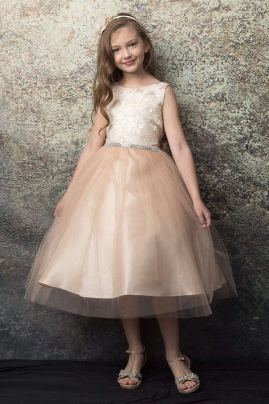 Rose Floral Brocade Jacquard Top Girls Dress