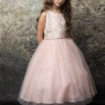 Rose Floral Brocade Jacquard Top Girls Dress- Champagne