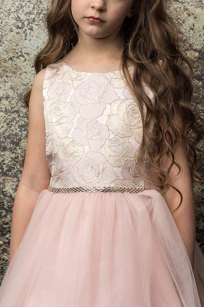Rose Floral Brocade Jacquard Top Girls Dress