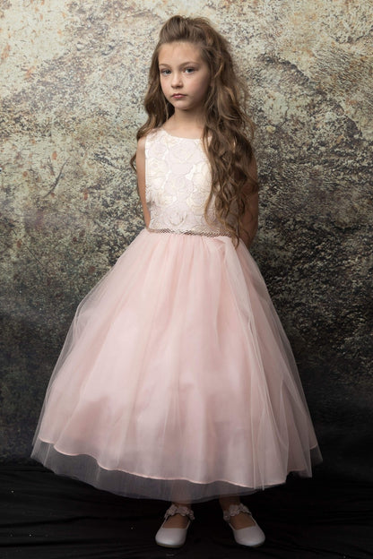 Rose Floral Brocade Jacquard Top Girls Dress