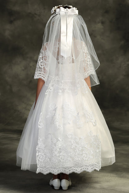 Corded Lace Waterfall Communion Dress