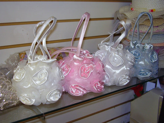 Girls Purse - Satin Rose Bud Assorted Colours