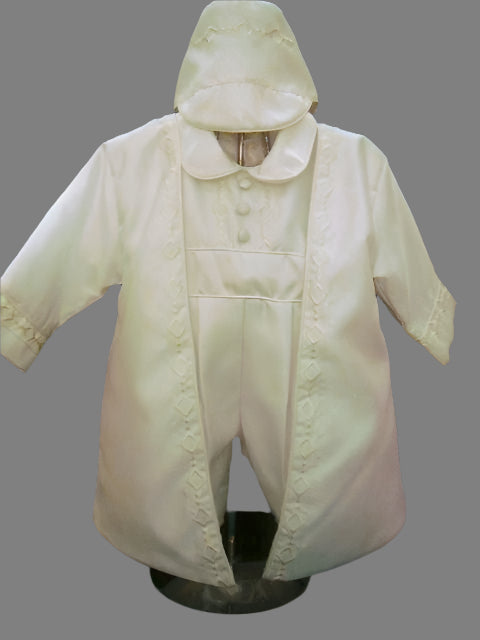 Boys Baptismal romper with removable long coat. Shop for boys Christening and Baptism outfits, boys Baptism white suits online Canada, greater Toronto area.