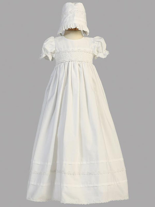 Cotton Hand Smocked Girls Long Baptismal Gown close Canada