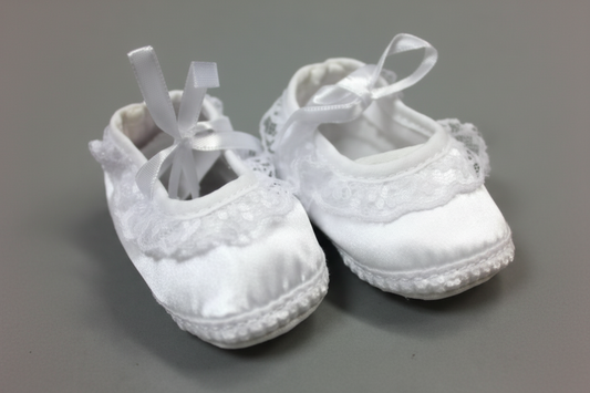 FK Girls White Satin Ballet Baptism Shoes Lace Canada