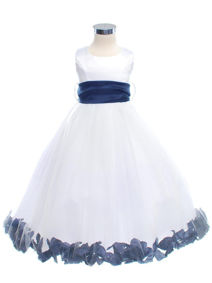 Fancy Petal Girls Party Dress White Front view