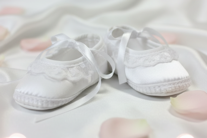 Girls Ballet Baptism Christening Shoes White Satin & Lace Canada pair