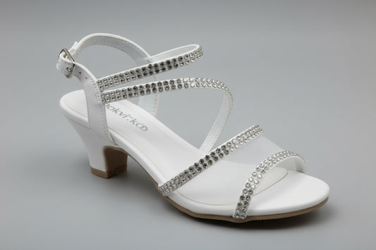 Girls Glitzy Sandal With Heels White Ivory Silver Black Canada