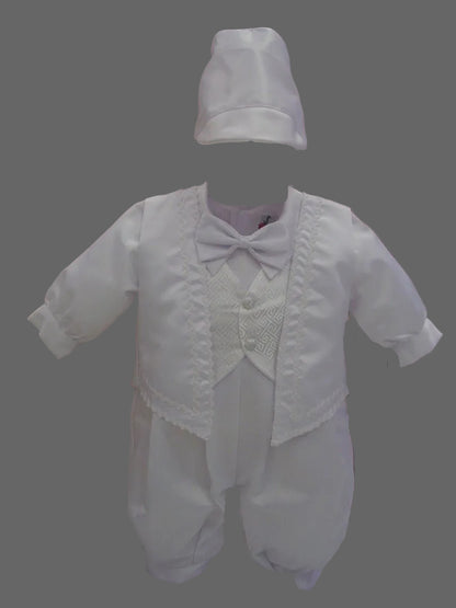 Baptism Romper With double Vest Overlay - Grandma's Little Darlings