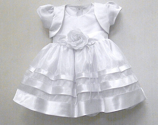 Baby Girls Dress With Bolero - White & Ivory
