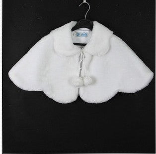 Faux Fur Cape - White or Ivory Faux fur cape white or ivory. Darling Faux fur cape, with pompom&nbsp;tie closure. Fully lined. Great over any dress or cute outfit! These are not the cheapy faux fur that you see in the stores. - Grandma's Little Darlings
