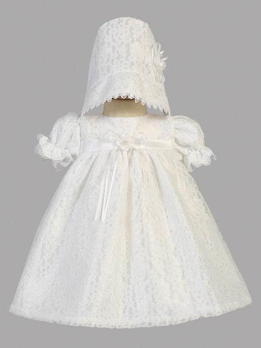 Lace Puff Sleeve Baby Dress. Shop online Canada for baptismal clothing and baby girls dresses' and gowns