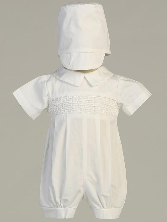 lto Classic Cotton Hand Smocked Boys Romper White Canada